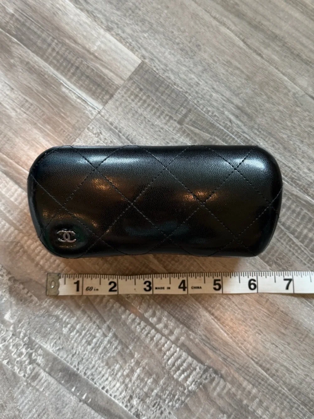 CHANEL Black Quilted Leather Eyewear Case with CC Logo